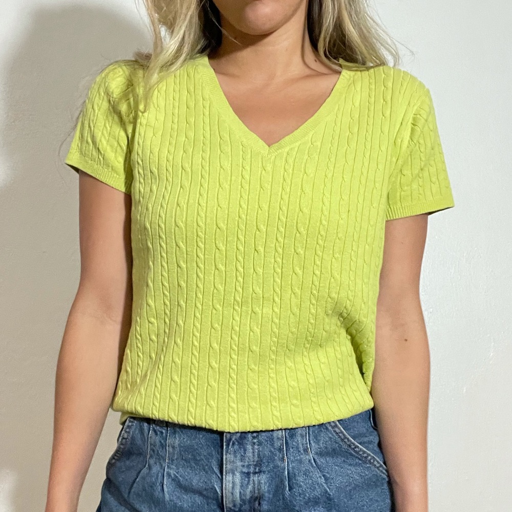 Yellow green sweater shirt